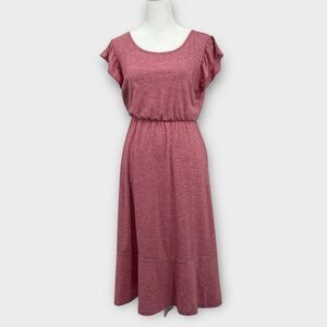 PatPat Ruffled Jersey Midi Dress in Heather Red Women’s Size S
